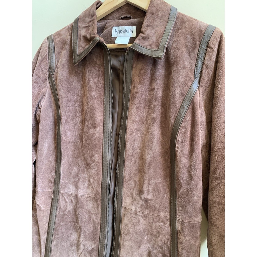 Mens Small Bagatelle Vintage Leather Zip Up Jacket  (ZIPPER BROKEN) russet brown - Picture 5 of 16